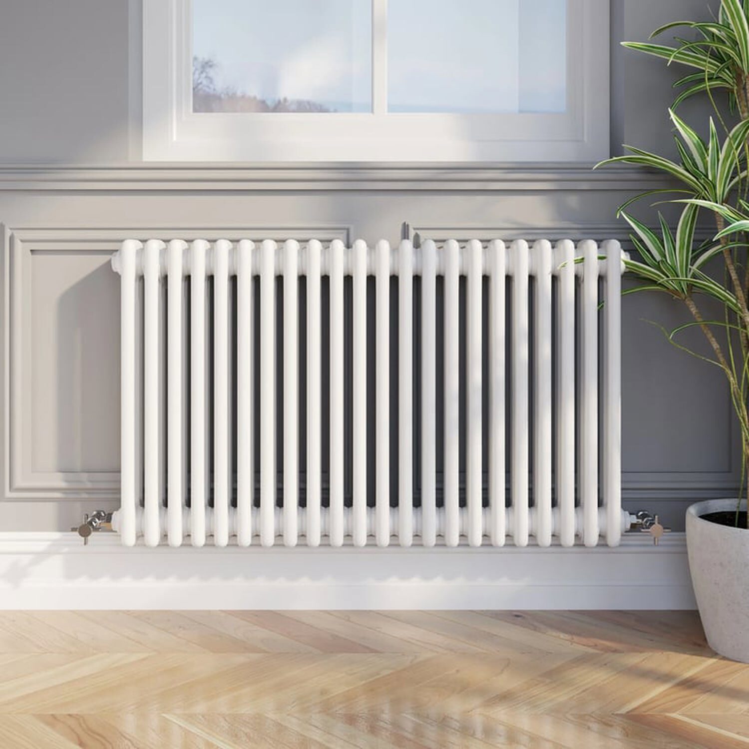 Temprazo Traditional Colosseum Double Bar Column Radiator White 300 X 605Mm - White / 600Mm / 1010Mm / 100Mm