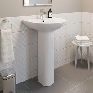 Bathroom Suite Comfort Height Close Coupled Toilet 1TH Basin Pedestal White