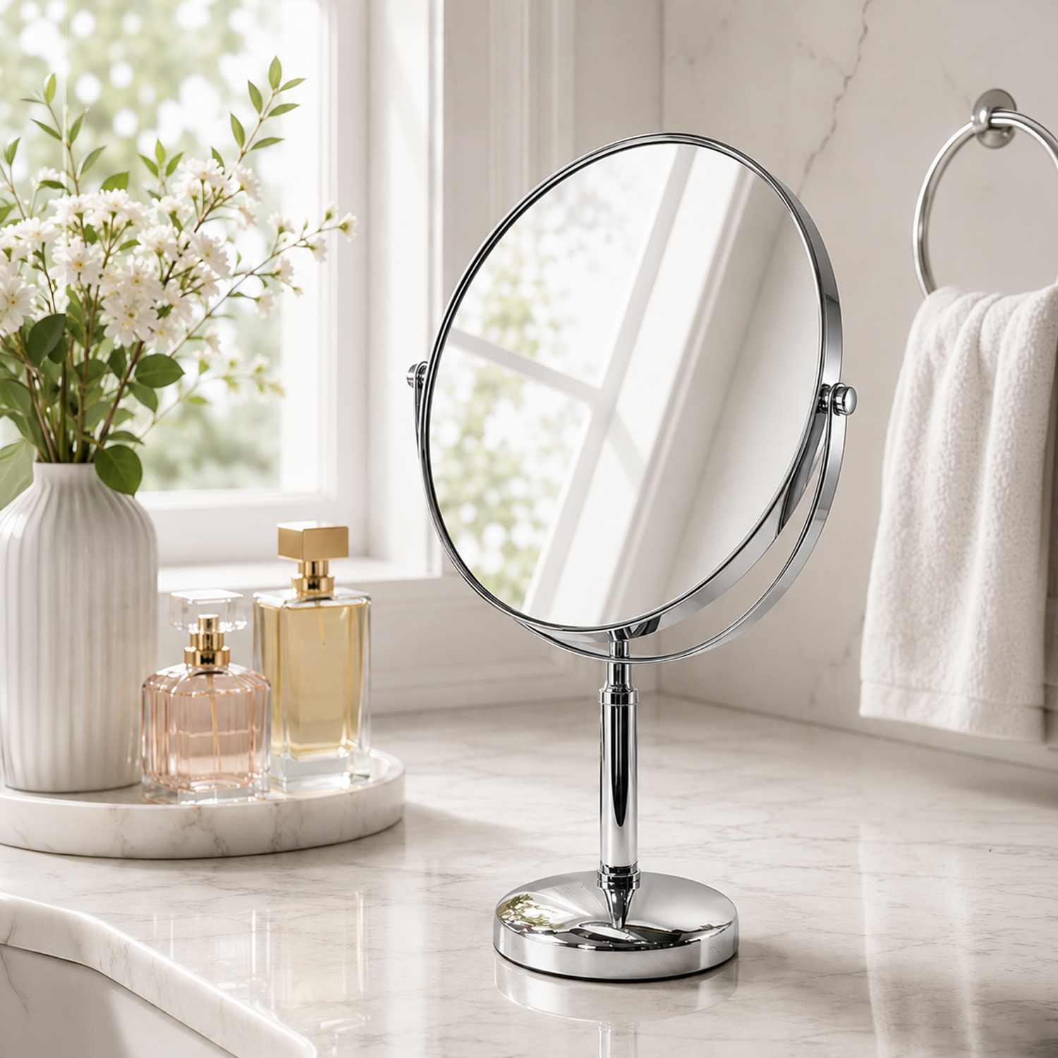 Image of Helios Vanity 3x Magnification Table Mirror&hellip;