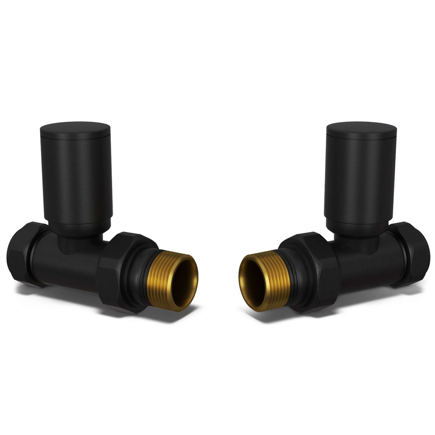 UK Radiators Round Thermostatic Radiator Valve 1/2" x 15mm - Brass TRV | Black Finish - Pair of Valves Included - Solid Brass 1/2" x 15mm Straight - Manual Control - Image 2