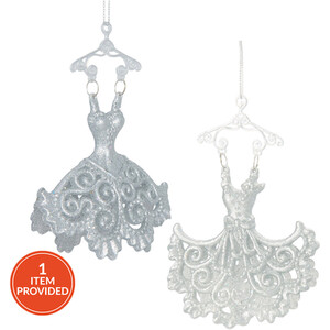 Silver Glitter Dress Hanging Decoration