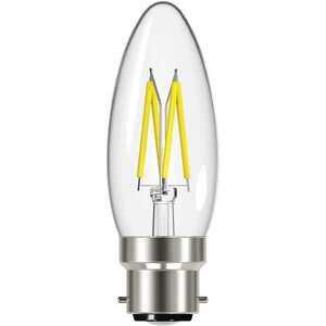 Energizer LED B22 candle filament bulb, dimmable warm white 470 lm 5W (40W eq)