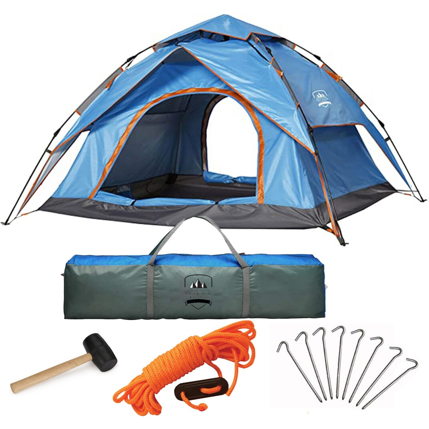 Modern Fitness Instant 4 Man Pop Up Dome Tent - Blue