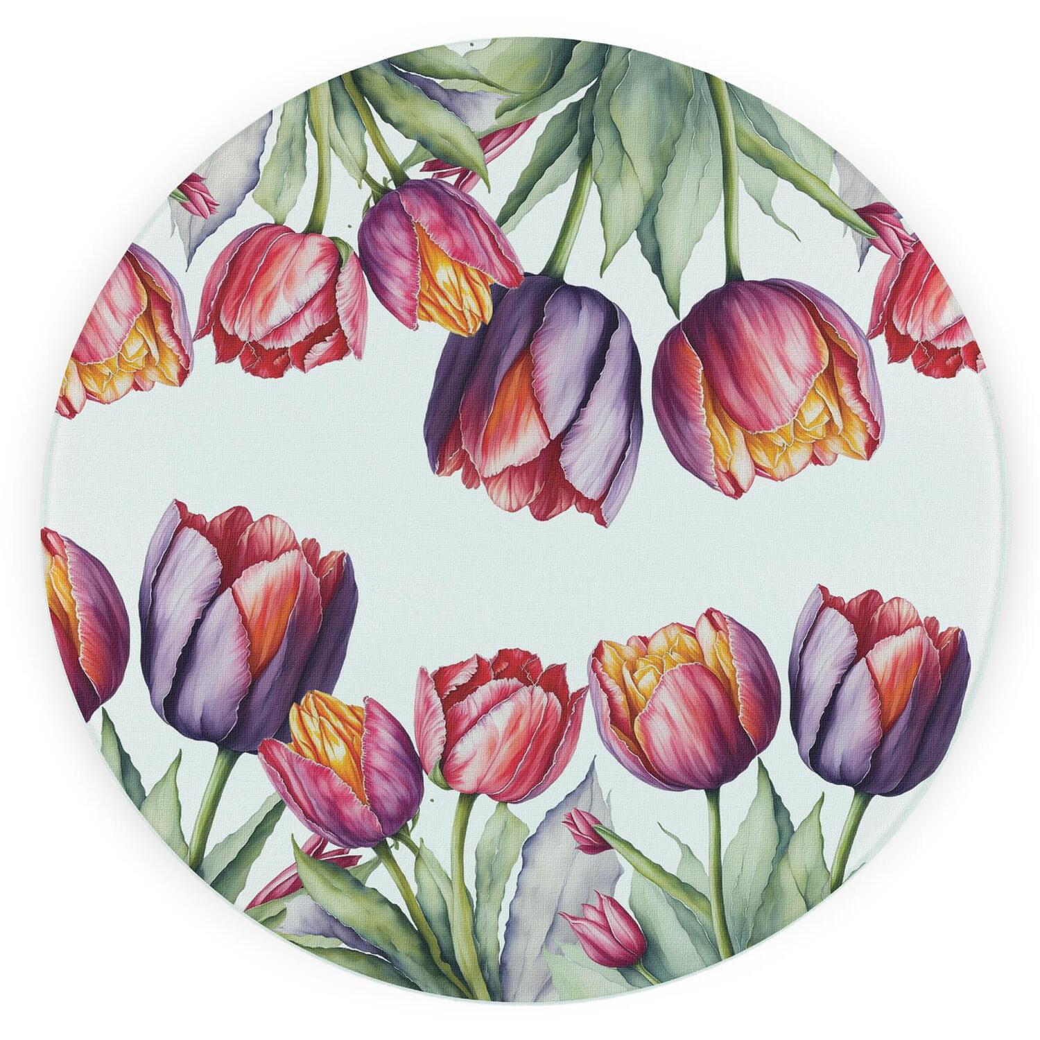 Image of Tulips Round Worktop Protector - Textured&hellip;