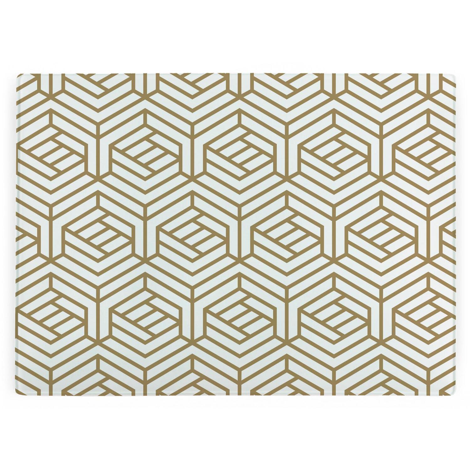 Image of Gold Geometric Large Glass Worktop Protector&hellip;