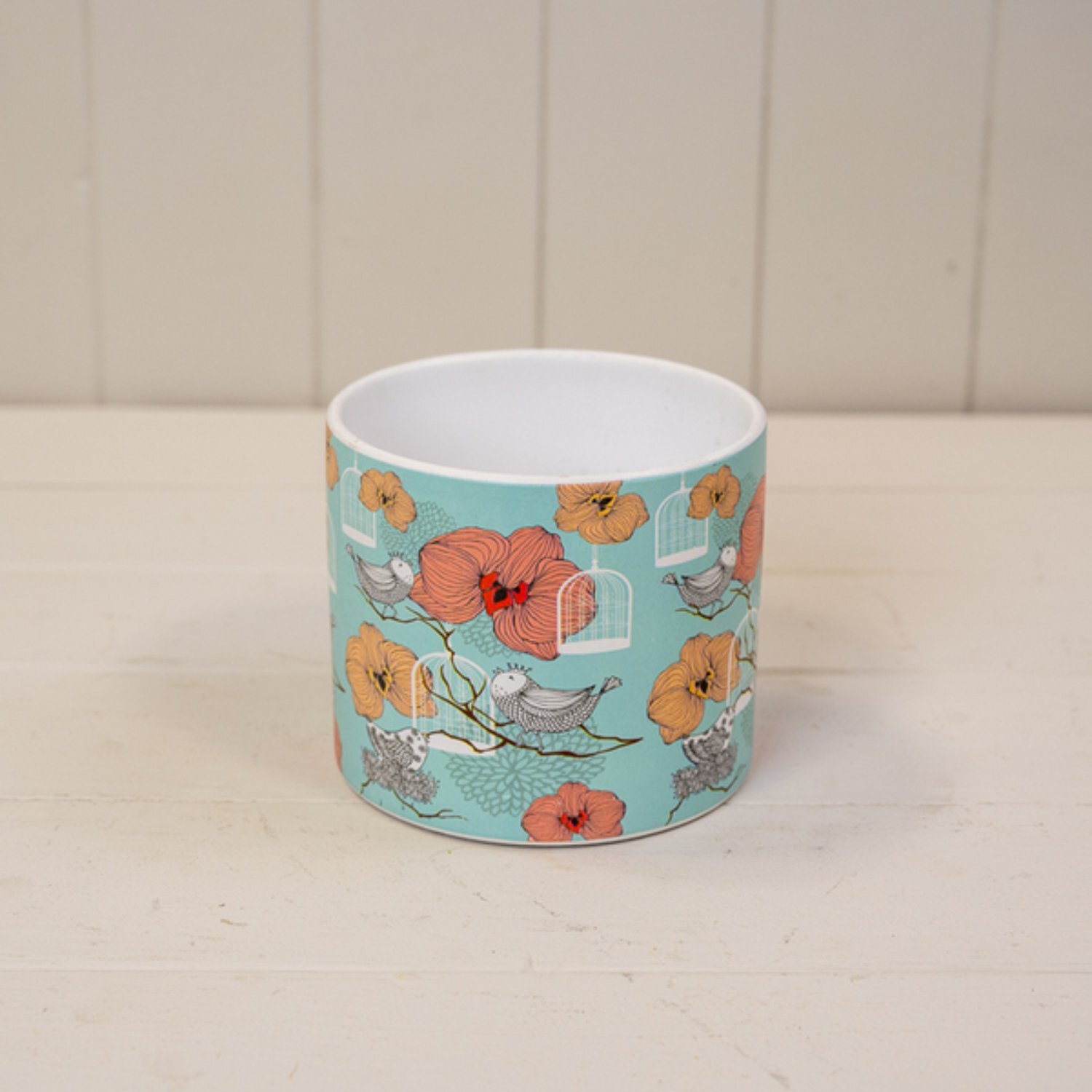 KDMD Teal & Multicolour Vintage Floral Bird Cage Pot - 11mm