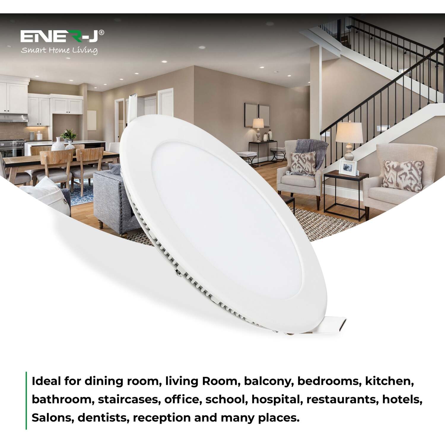 Ener-J 18W Round Led Mini Panel Downlight Warm White 3000K Pack Of 4