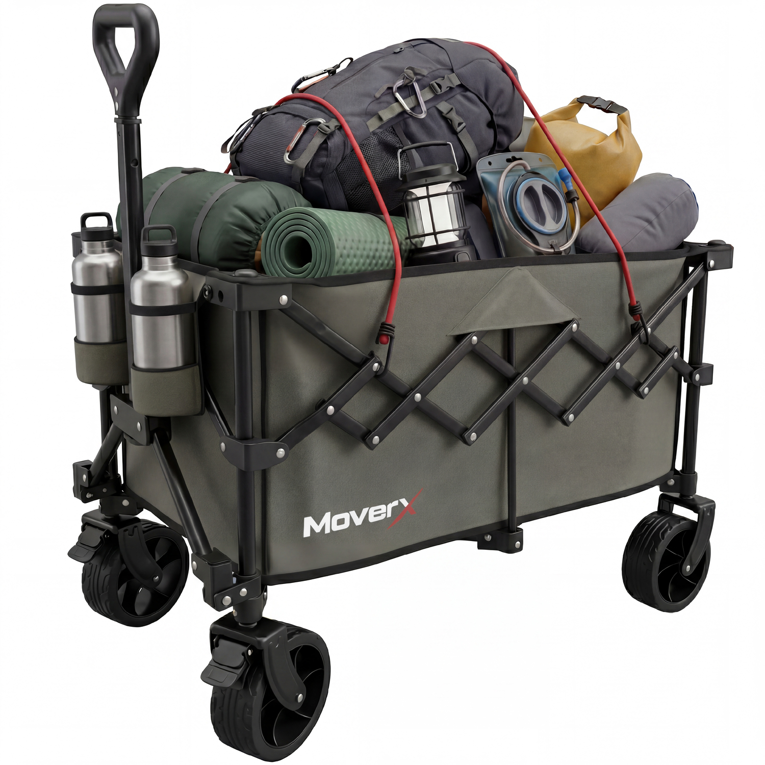 B&Q - Folding Camping Trolley / Festival Wagon 120L / 150KgKhaki Alloy Steel - Image 2