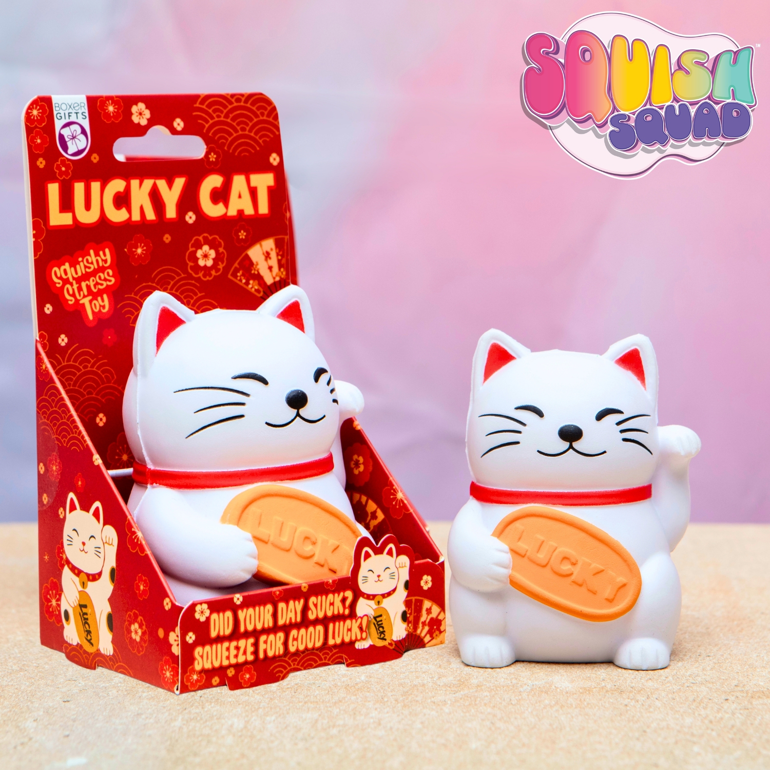 Stress Toy - Lucky Cat - White