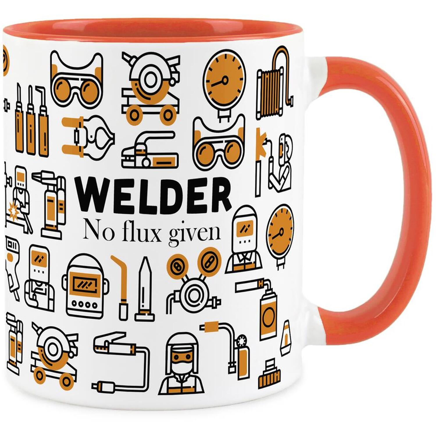Purely Home Novelty Welder Orange Mug - Coffee/Tea Ceramic Cup Gift - Orange
