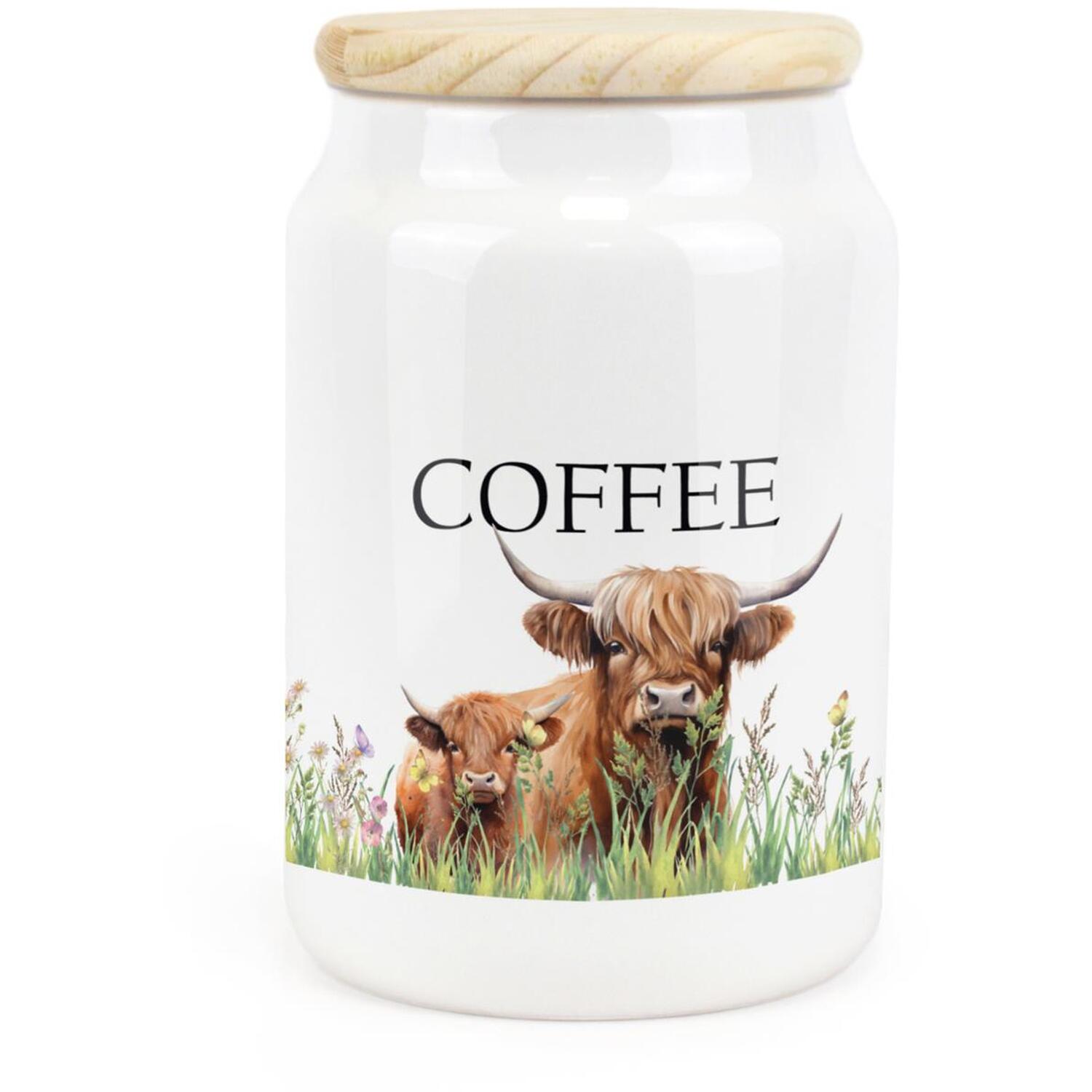 Purely Home Highland Cow & Calf Ceramic Coffee Storage Canister - Brown