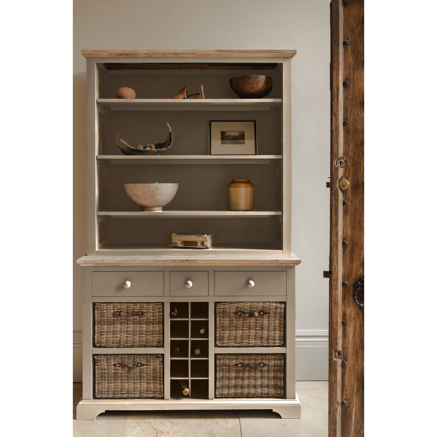B&Q - Florence Truffle Display Cabinet With ShelvesWine Rack And Storage Baskets - Image 1