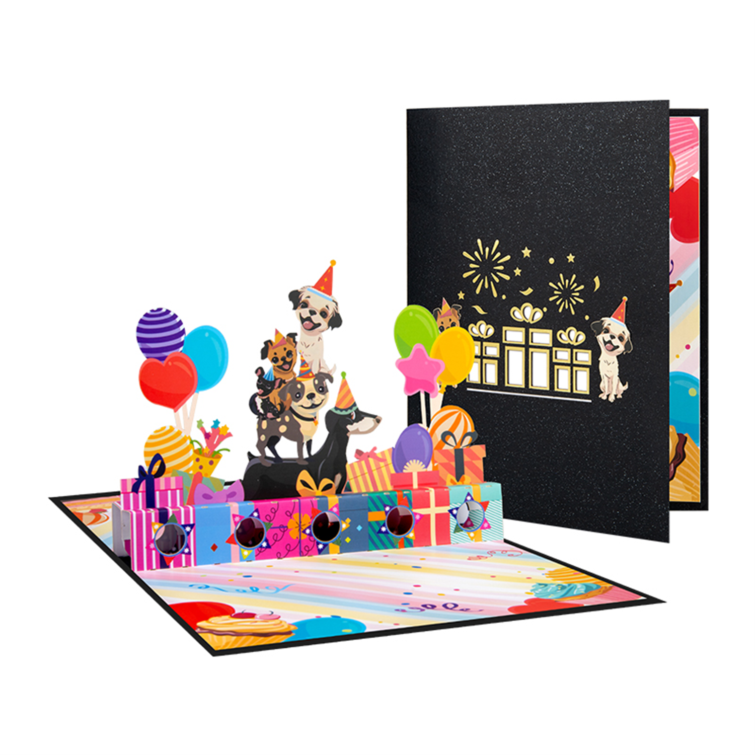 Puppy Party 3D Pop Up Birthday Card with Hidden Gift Card Slot - Image 2
