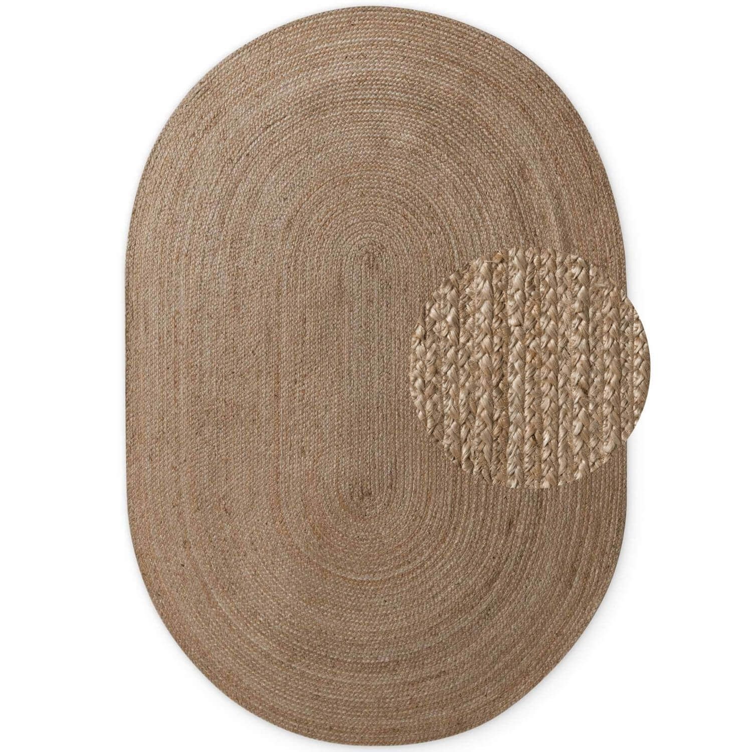 Hanse Home Braided Oval Rangpur Natural Jute Plain Rug Brown - Brown