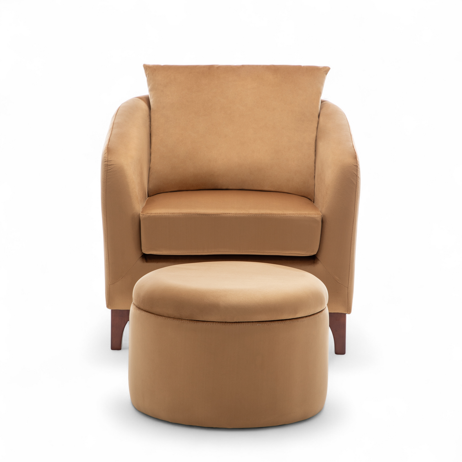 Ottman Character Velvet Tan Angela Accent Tub Chair with Ottoman