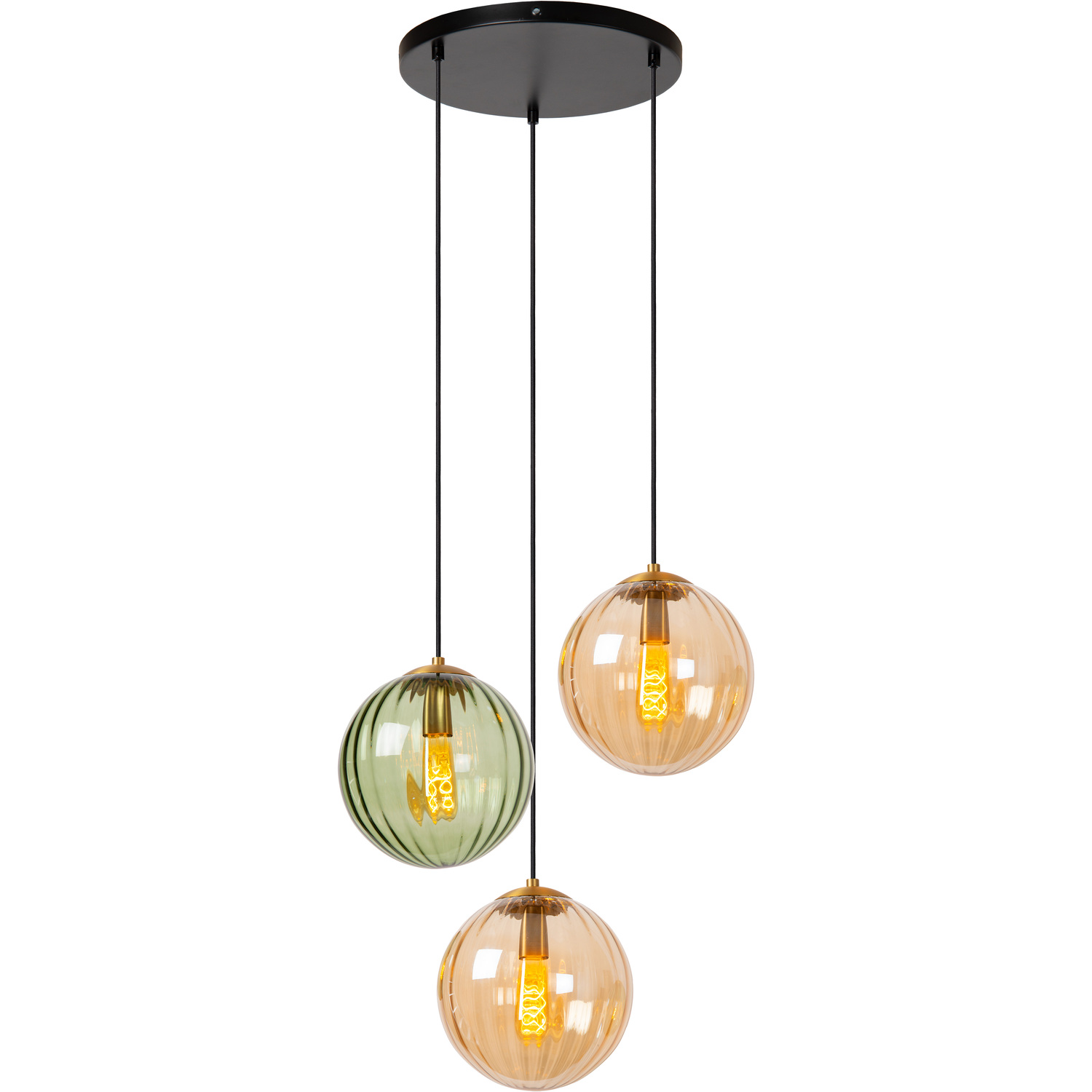 Lucide Monsaraz Pendant Light, Ø 35 Cm, Amber/Green, Glass, E27 - Image 3