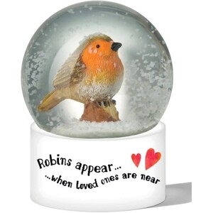 Large Robins Appear When Loved Ones Are Near Christmas Snow Globe