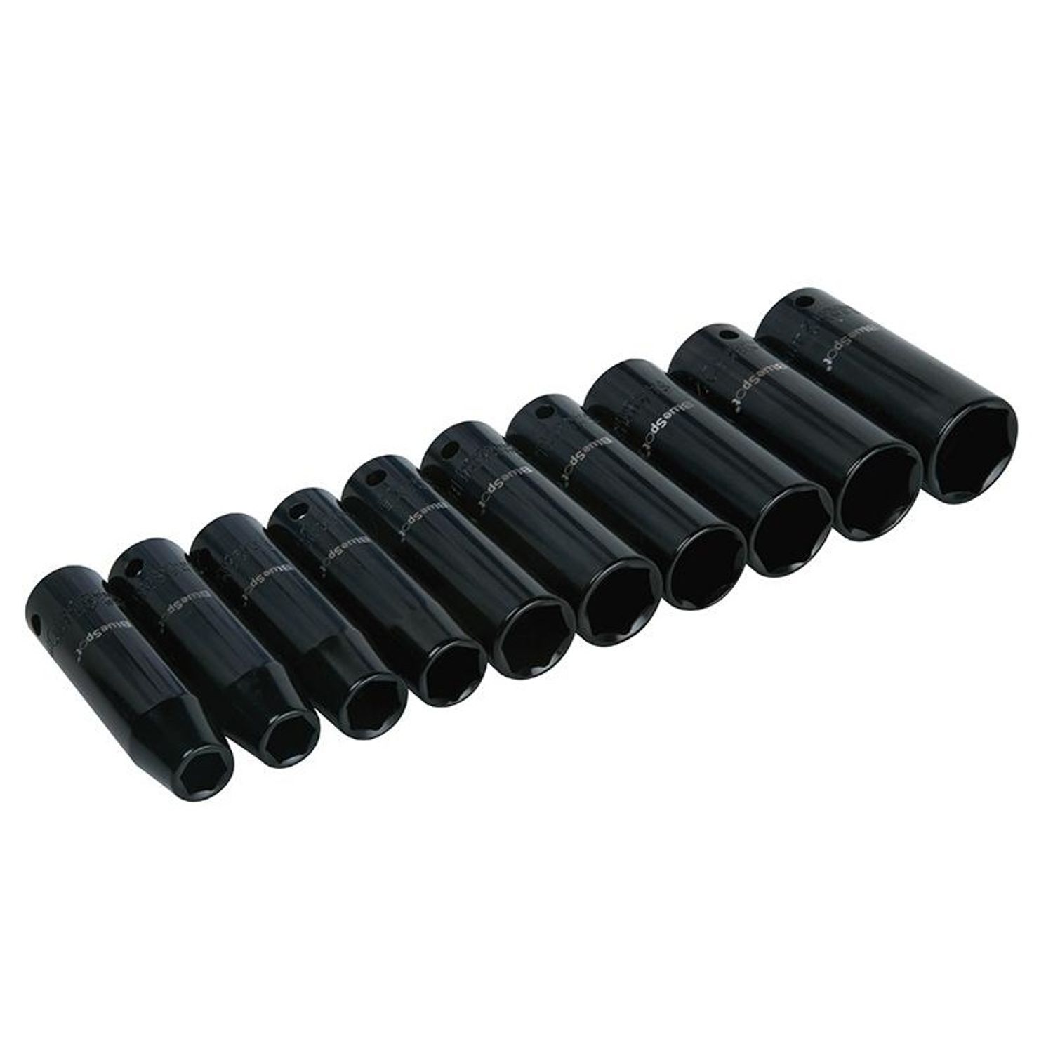 Bluespot Tools 1/2In Metric Deep Impact Socket Set 10-24Mm, 10 Piece - Multi Colour