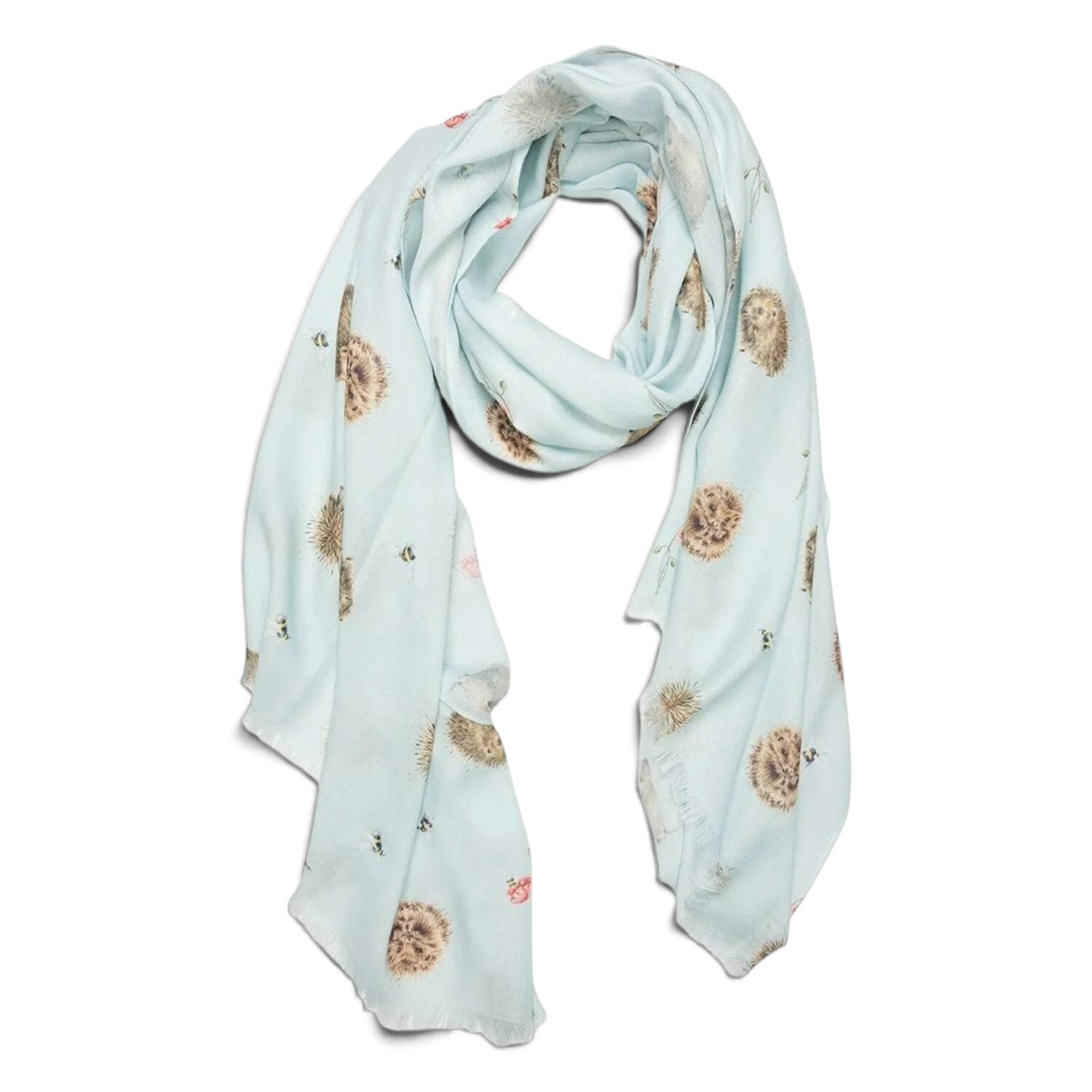 Wrendale Designs Awakening Hedgehog Scarf With Gift Bag - Light Blue - Image 3