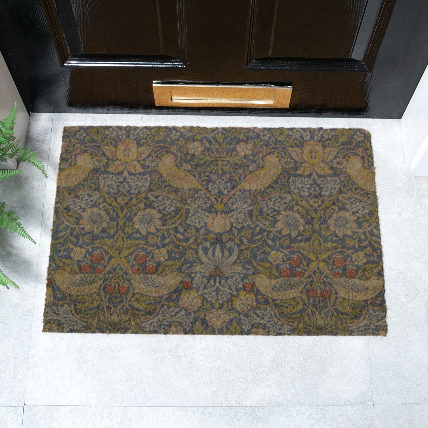 Artsy Mats Strawberry Thief William Morris Doormat - Brown