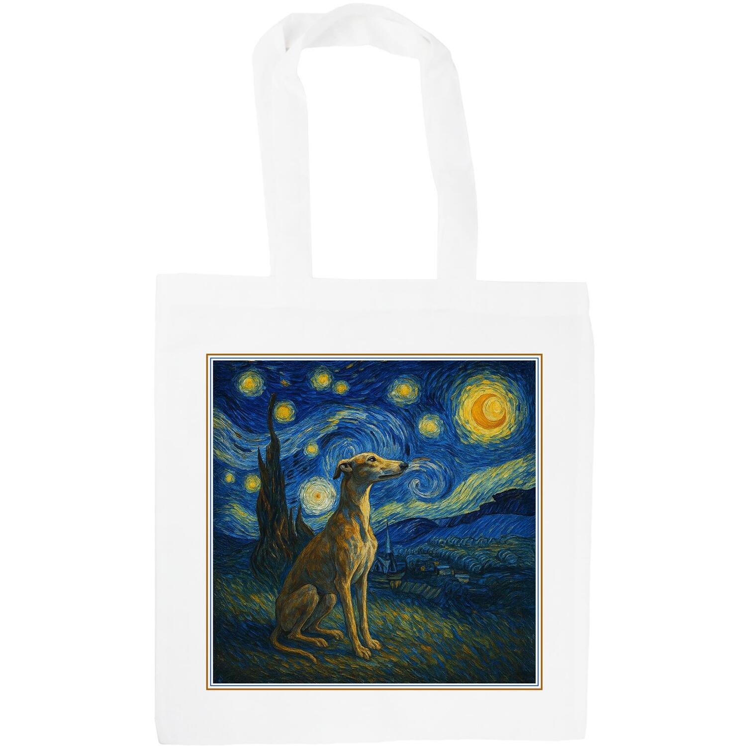 Van Gogh Greyhound Tote Bag - Shopping Bag Artwork Gifts for Dog Lovers - Image 2
