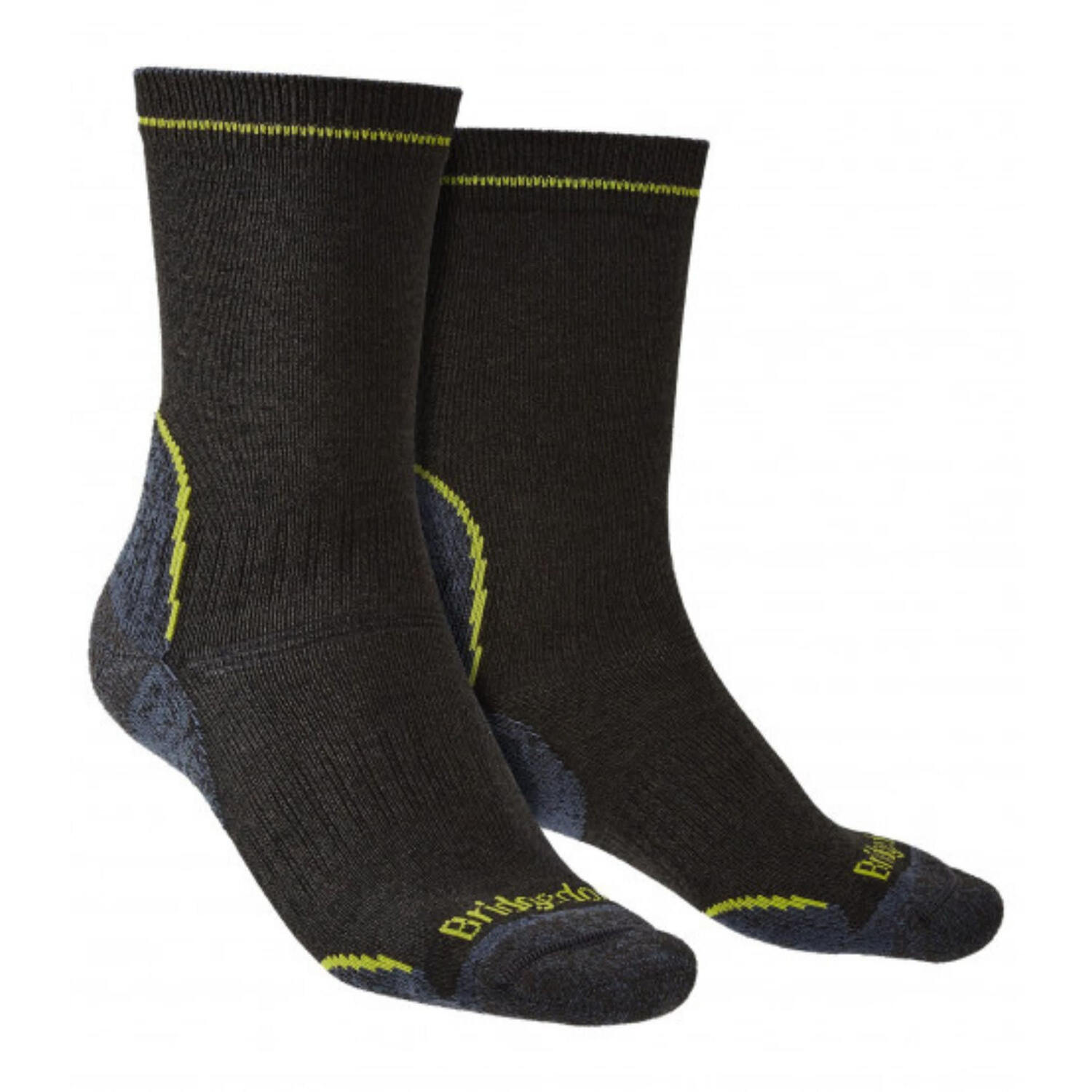 Bridgedale - Mens Hiking Lightweight Boot Socks - Black / Lime - Size UK 12-15 - Image 2