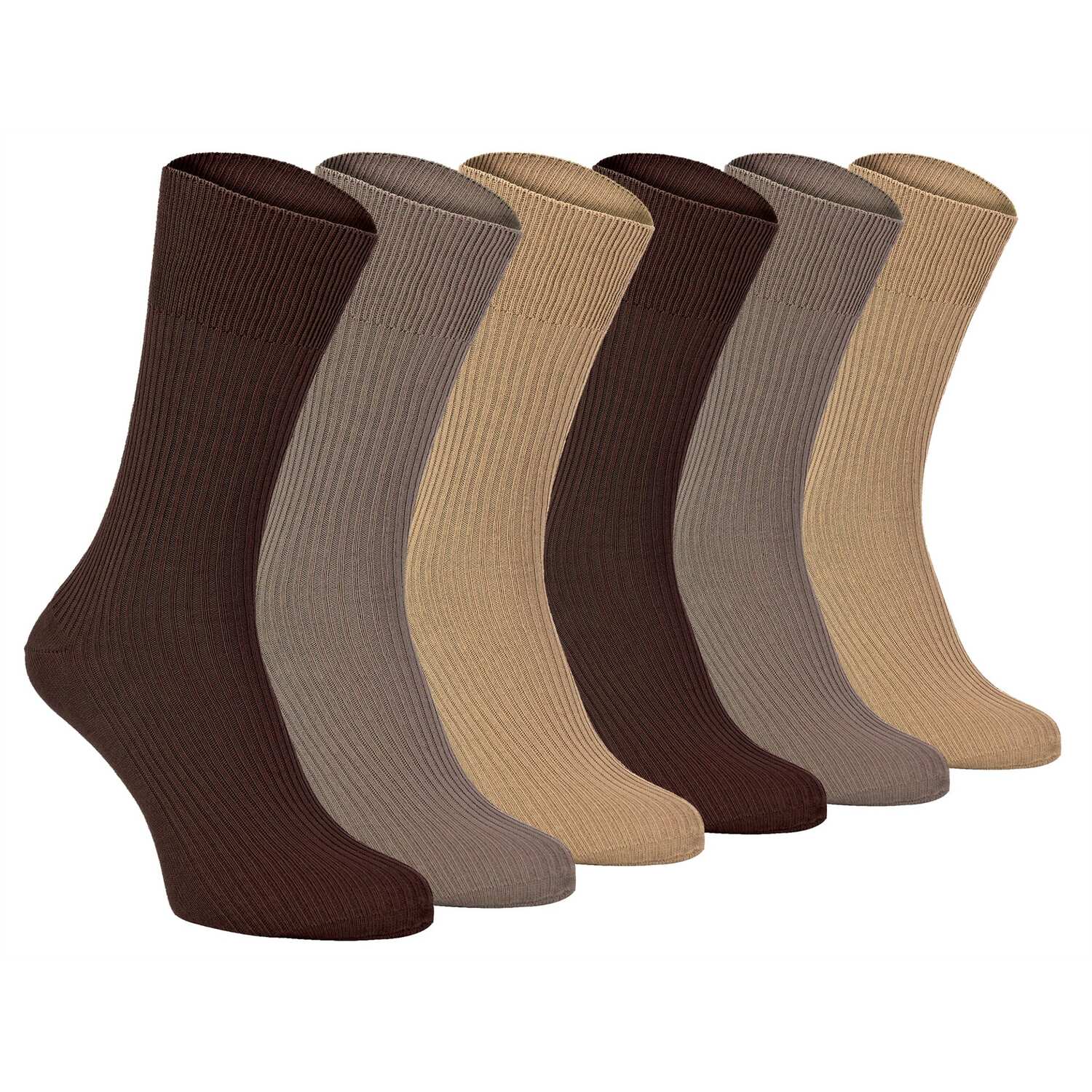 6 Pairs Mens Lightweight Breathable 100% Cotton Non Elastic Loose Wide Top Dress Socks - Image 2