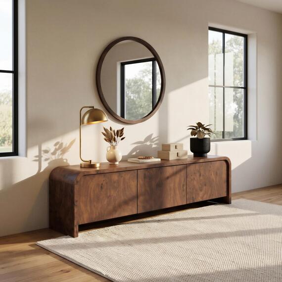 Delphine Burl Wood Effect 3 Door Storage TV Stand