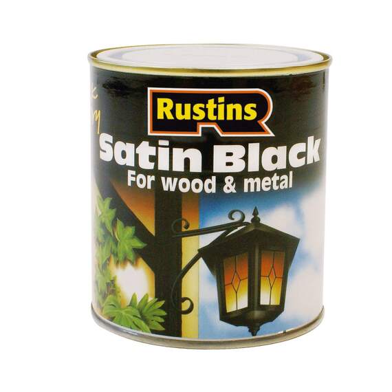 Rustins Quick Dry Water-Based Satin Paint Black 1 Litre.