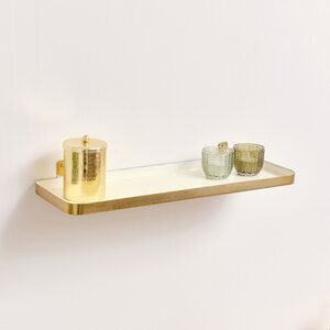 Gold & Ivory Enamelled Metal Wall Shelf - 50cm