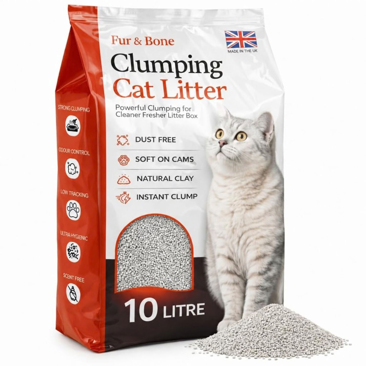 B&Q - 10L Clumping Cat Litter Natural Bentonite Clay Unscented Low Dust Odour Control - Image 2