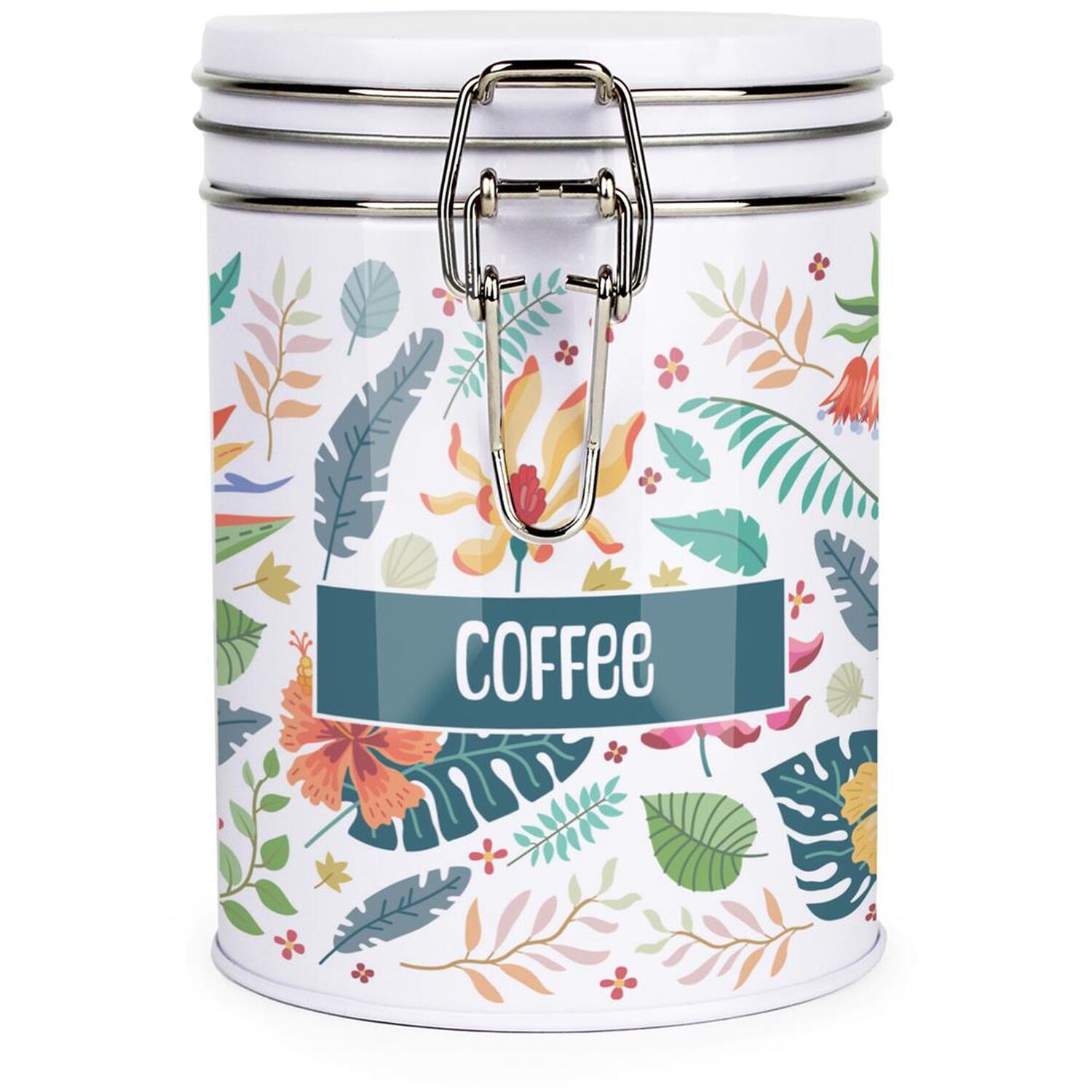 B&Q - Tropical Flowers Clip-Lid Kitchen Storage CanisterCoffee - Image 2