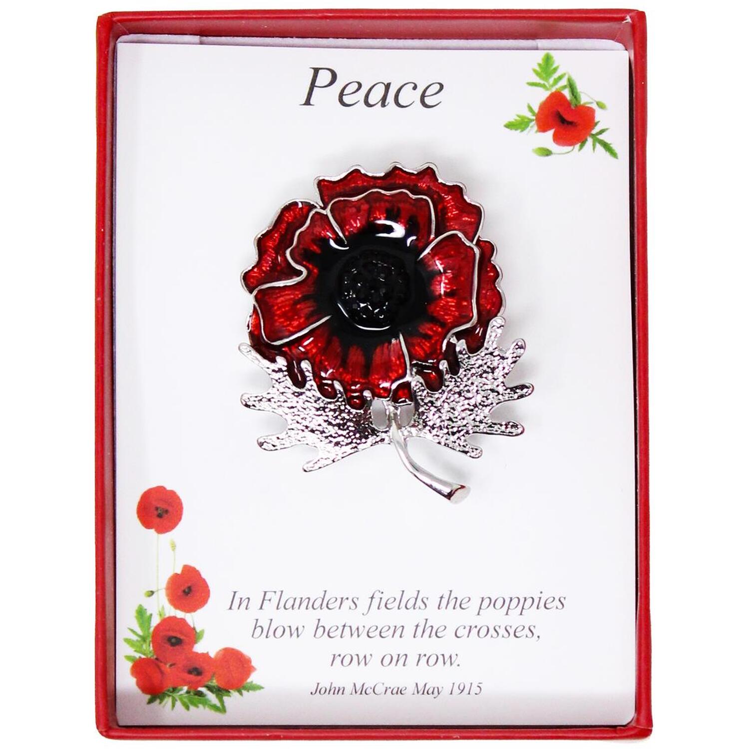 B&Q - Lila Large Red Poppy On Stem Remembrance Brooch - Image 2