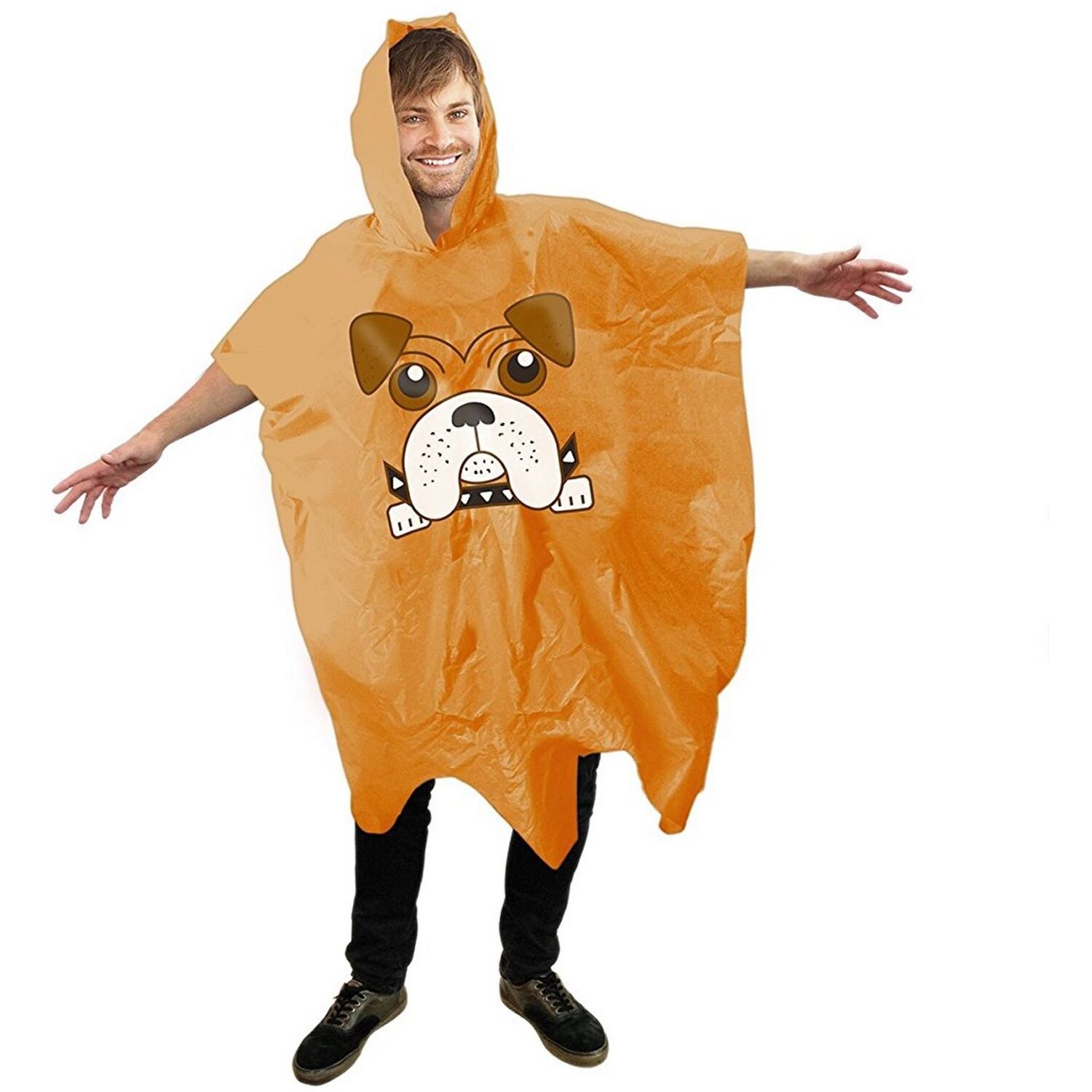 Gift Republic Unisex Brown Novelty One-Size Boxer Rain Poncho In - Image 3