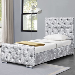Crushed Velvet Diamante Chesterfield Ottoman Bed