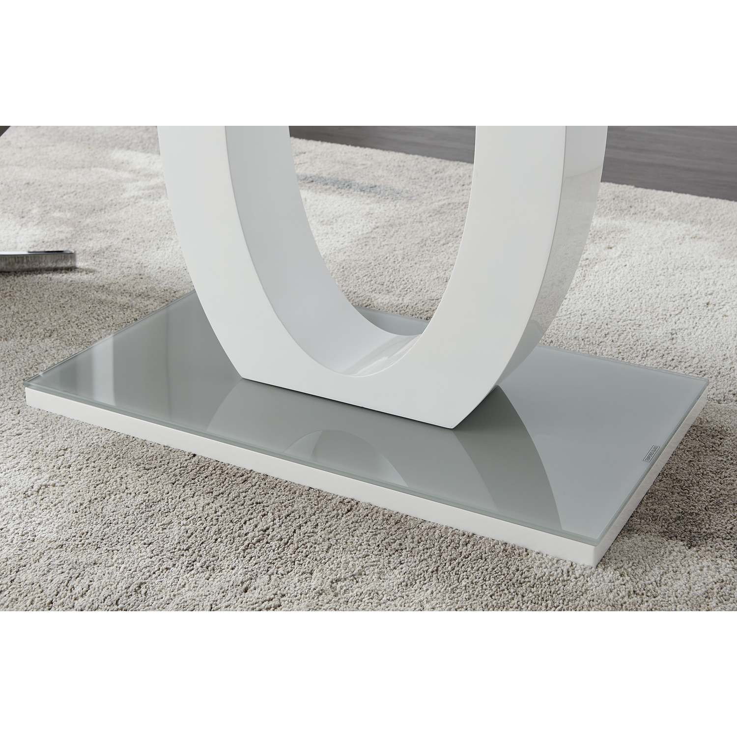 Giovani Grey White Modern Glass Dining Table With Four Murano Chairs Set - Grey