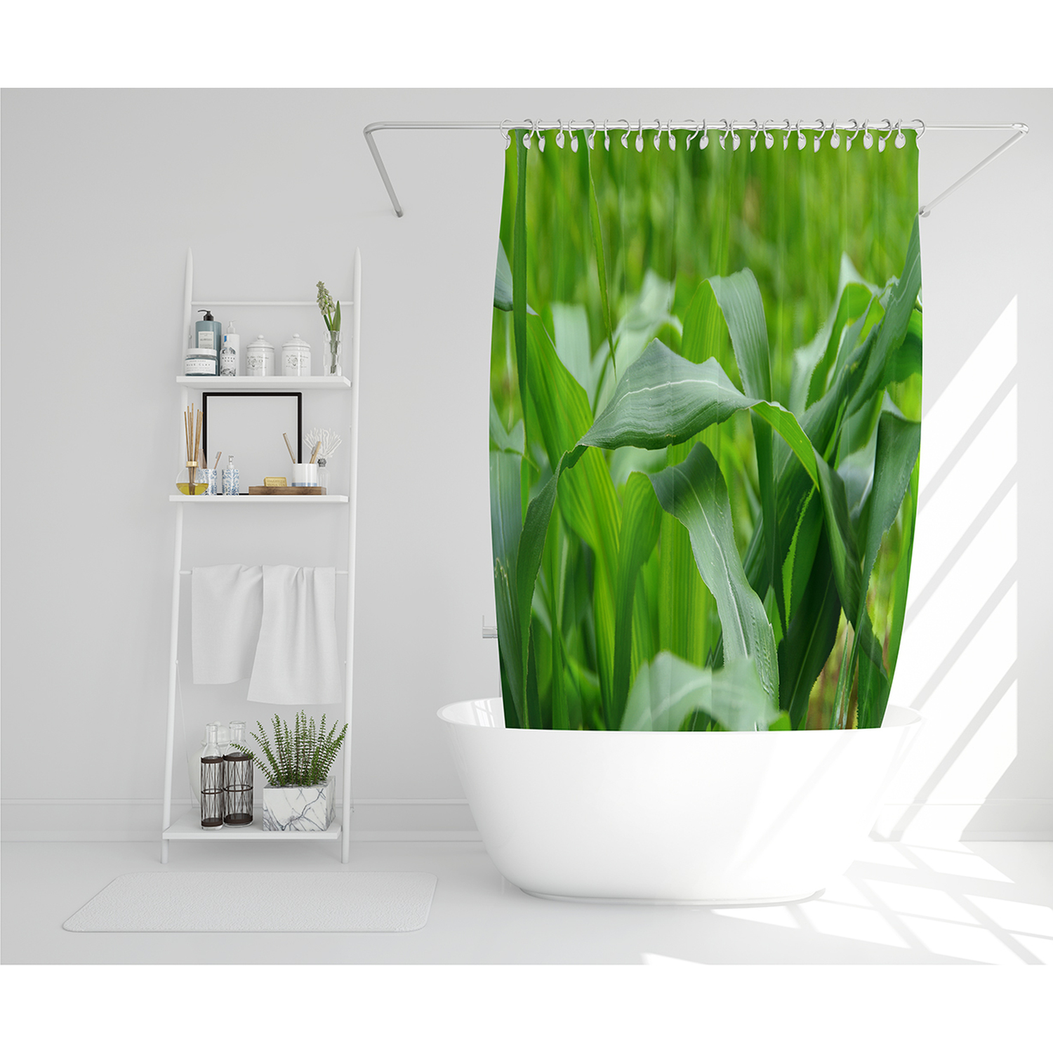 Green Leaf Background Abstract Of Nature Shower Curtain - Green
