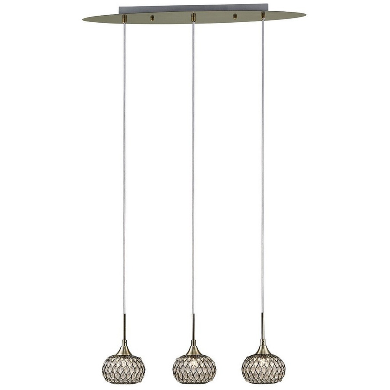 Chelsie Ceiling Pendant 3 Light Line Antique Brass, Clear Glass - Antique Brass