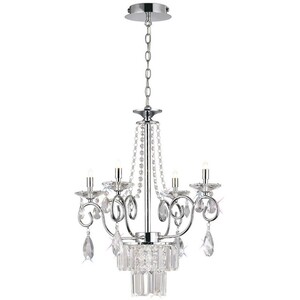 Eden Ceiling Pendant Chandelier 4 Light G9 Polished Chrome, Crystal