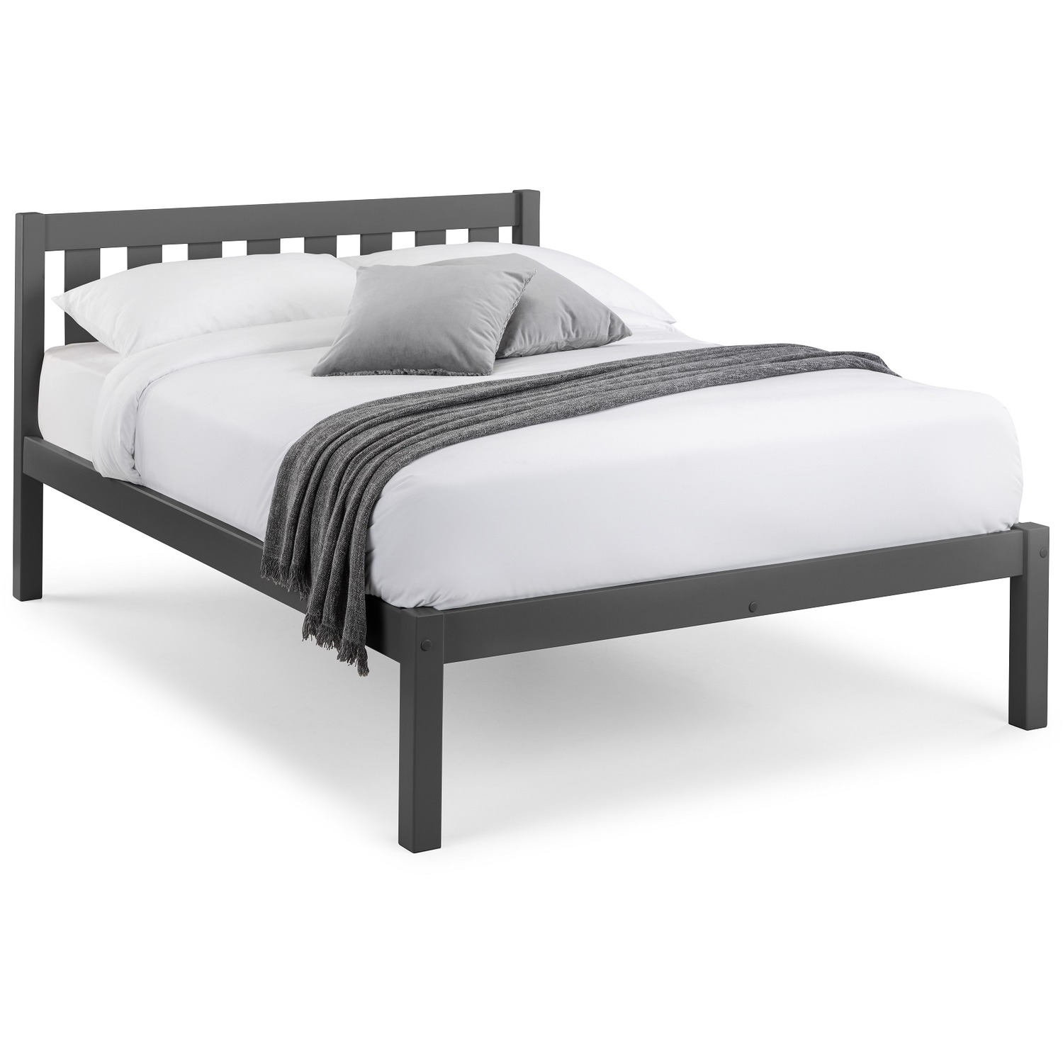 B&Q - Luna 135Cm Double Anthracite Black Wooden Bed - Image 4