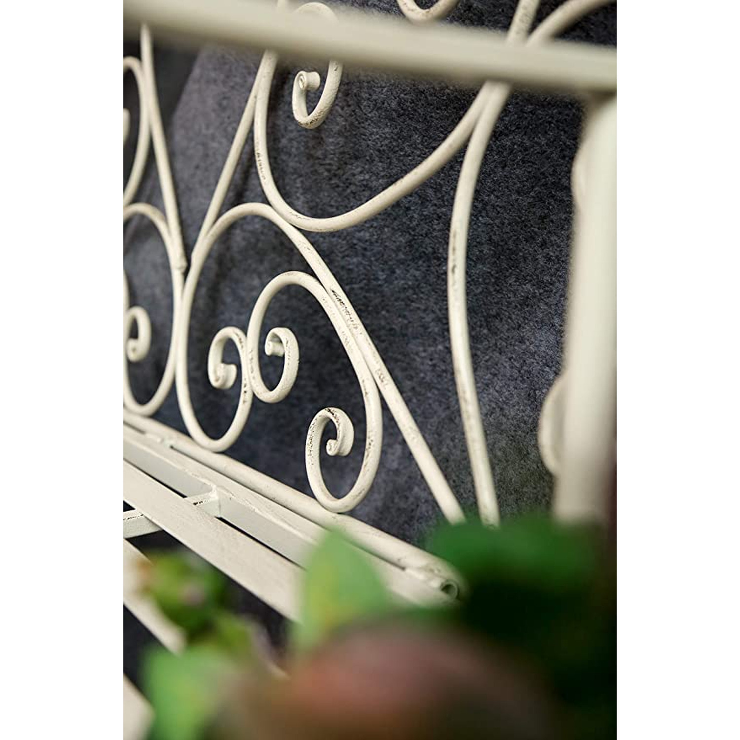 Glamhaus Foldable Shabby Chic Handmade Vintage Florence Garden Bench - White