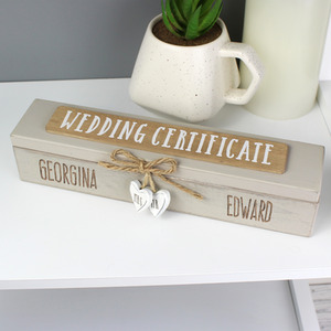 White Wooden Wedding Certificate Holder shot 1666077