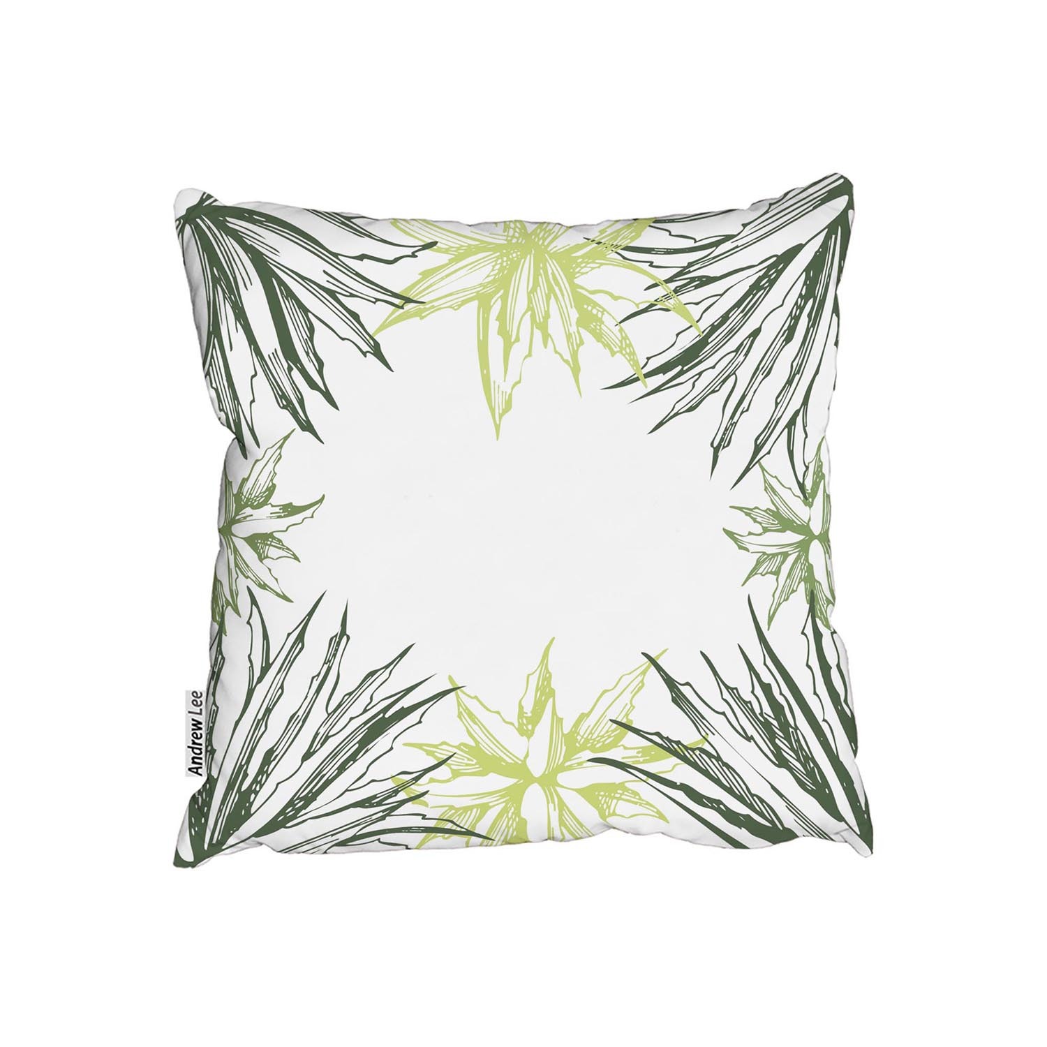Green Leaf Border Cushion - Green / 60cm