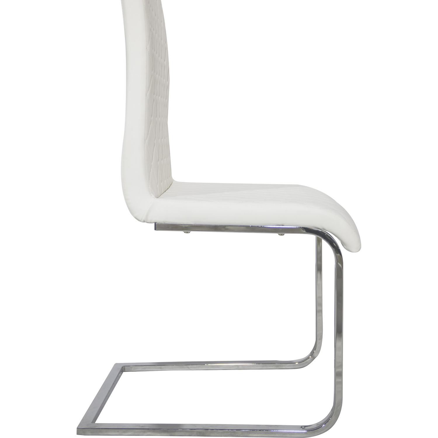 Pair Of Cantilever Pu Leather Upholstered Dining Chairs - White Matt