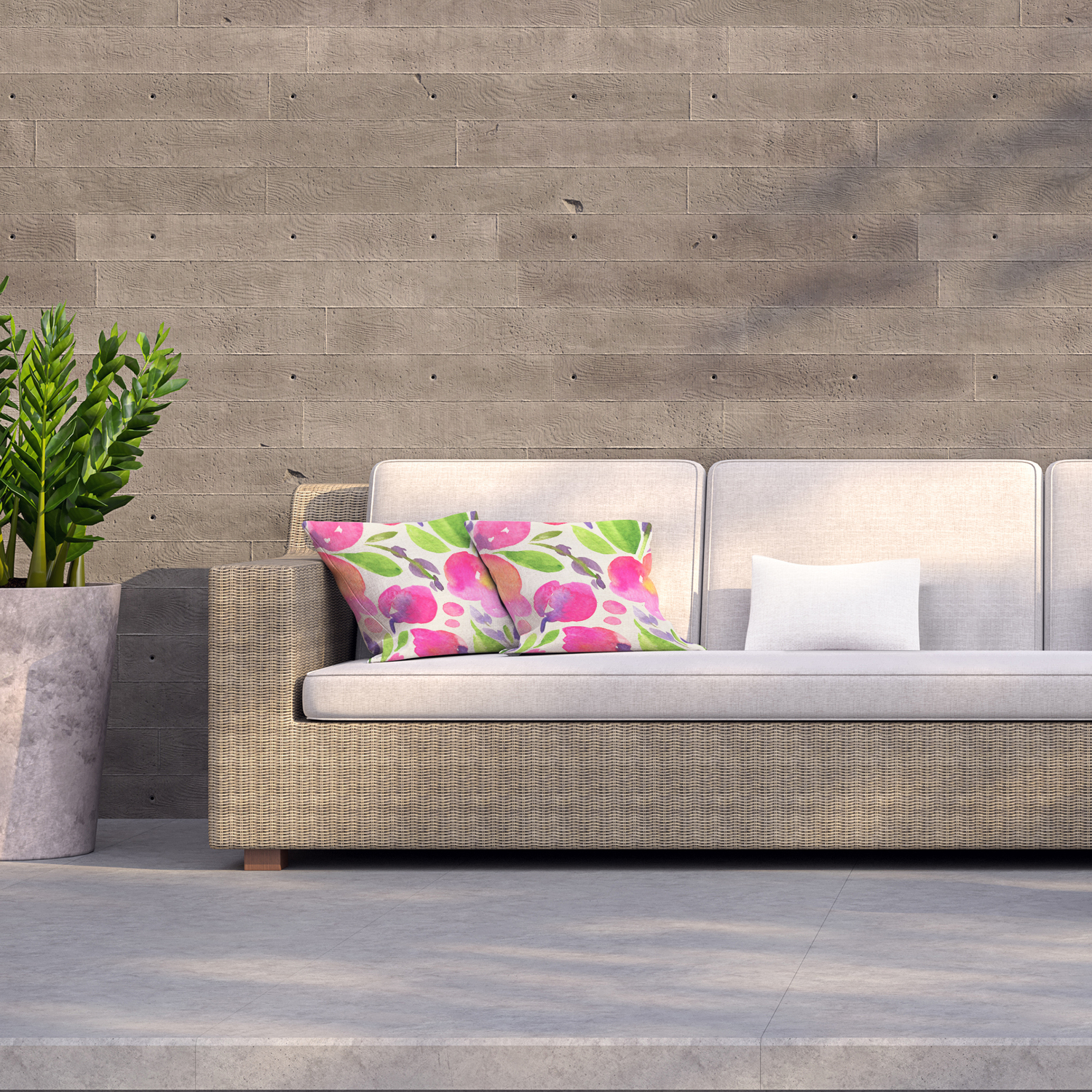 Botanical Background Outdoor Cushion - Pink / 60cm