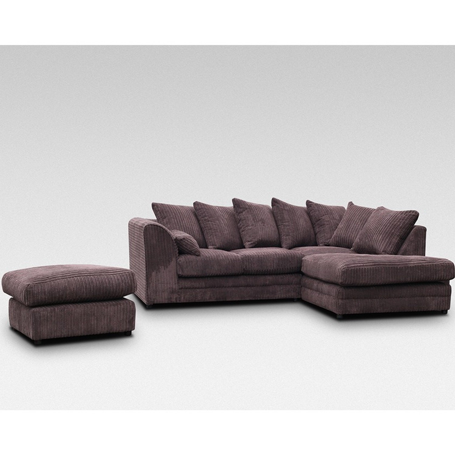 Hannah Corner Sofa With Footstool - Chocolate / 70kg / Right-hand thumbnail