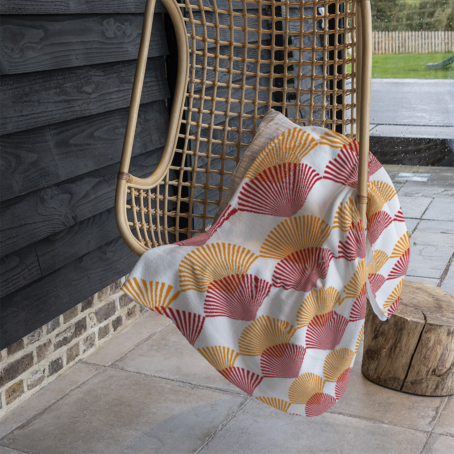 Geometric Sea Shells Blanket - Orange