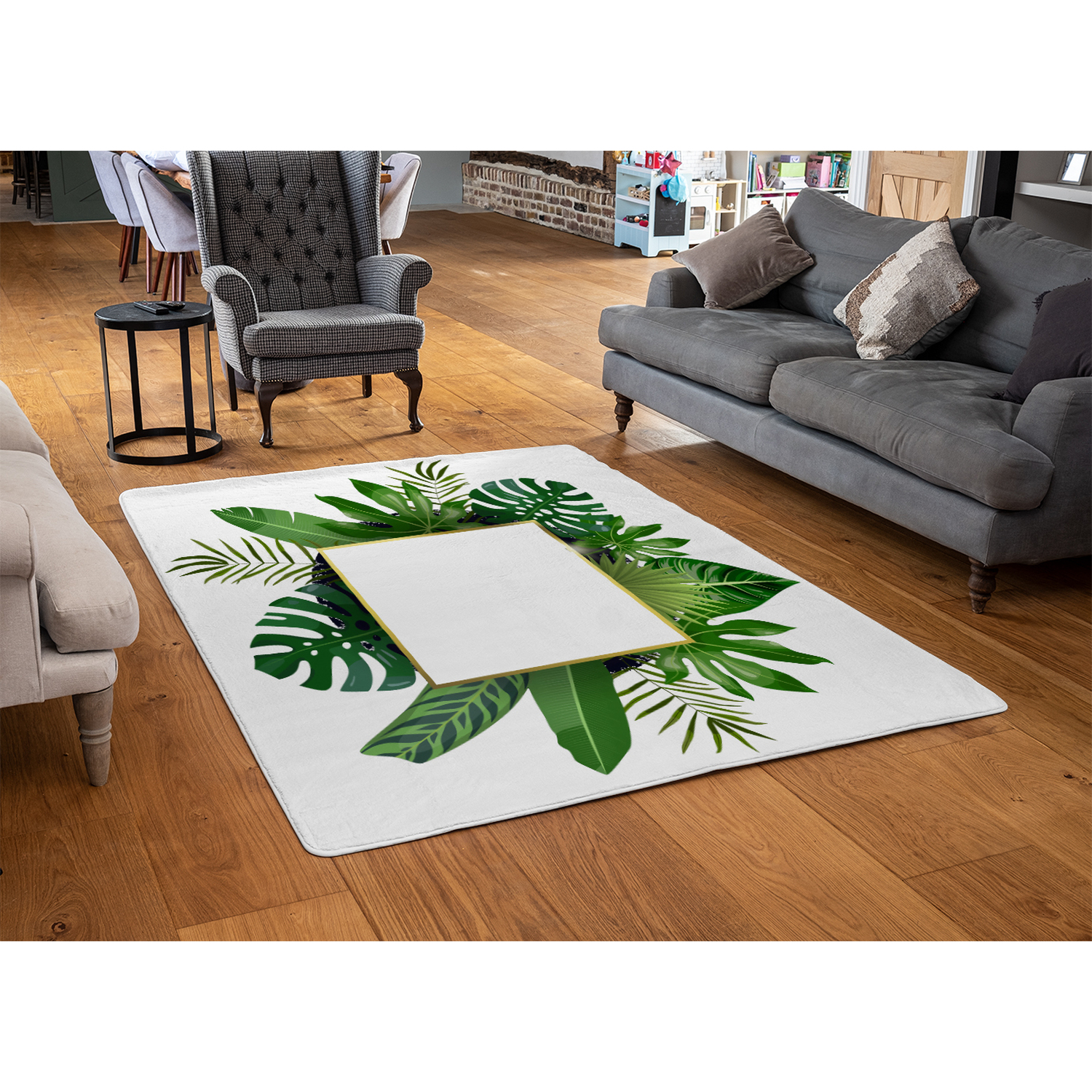Botanical Frame Rug - Green / 150cm thumbnail