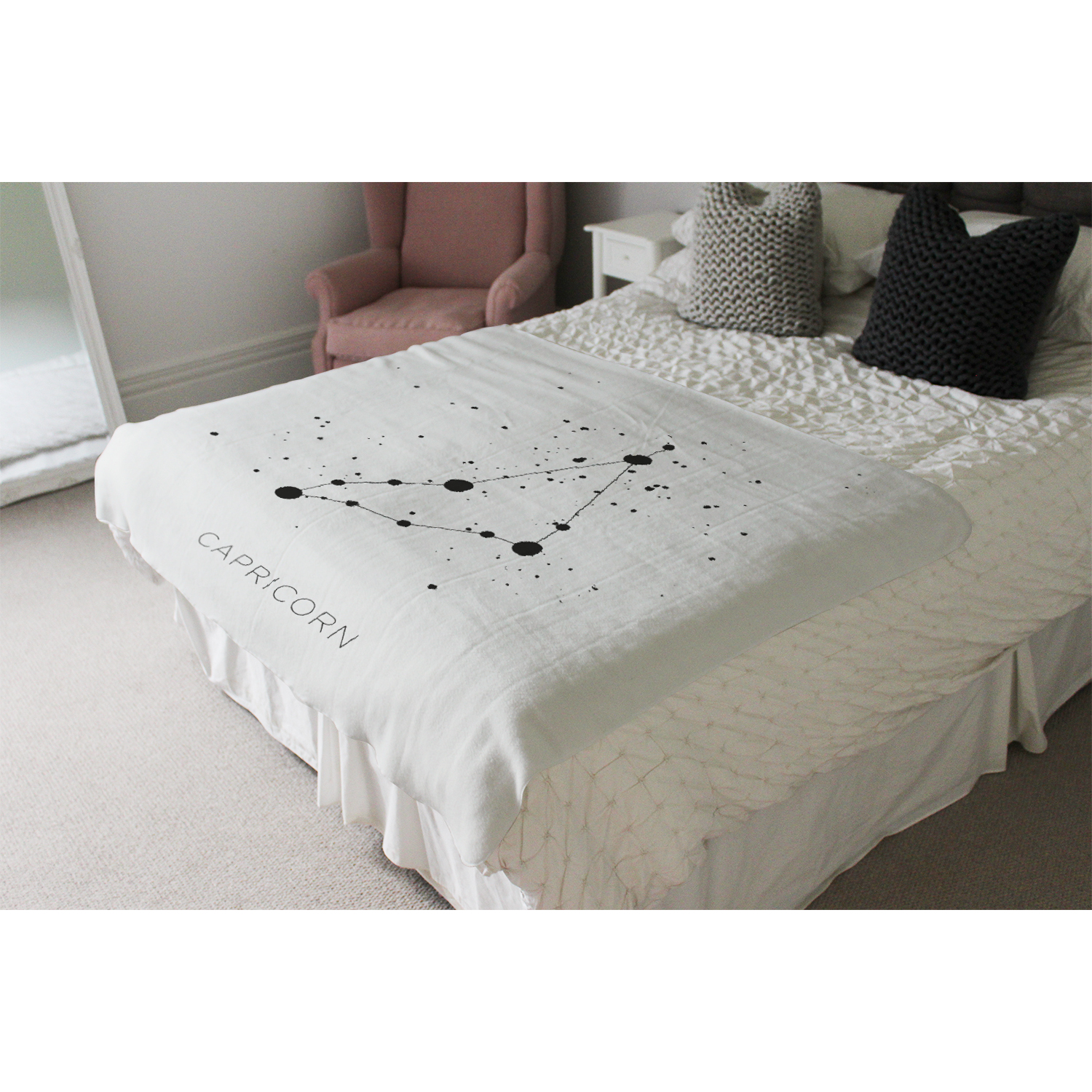 Star Constellation Zodiac Capricorn Soft Blanket - White