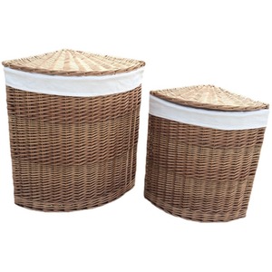 Light Steamed Corner Laundry Basket with Off White Lining